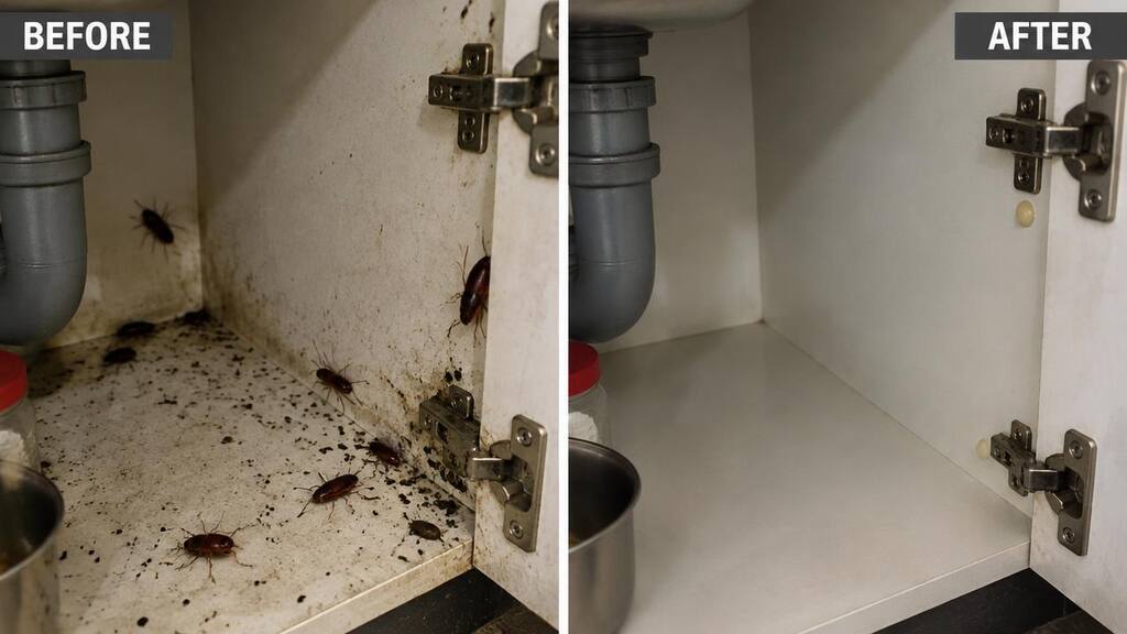 Before and after: Cockroach gel treatment