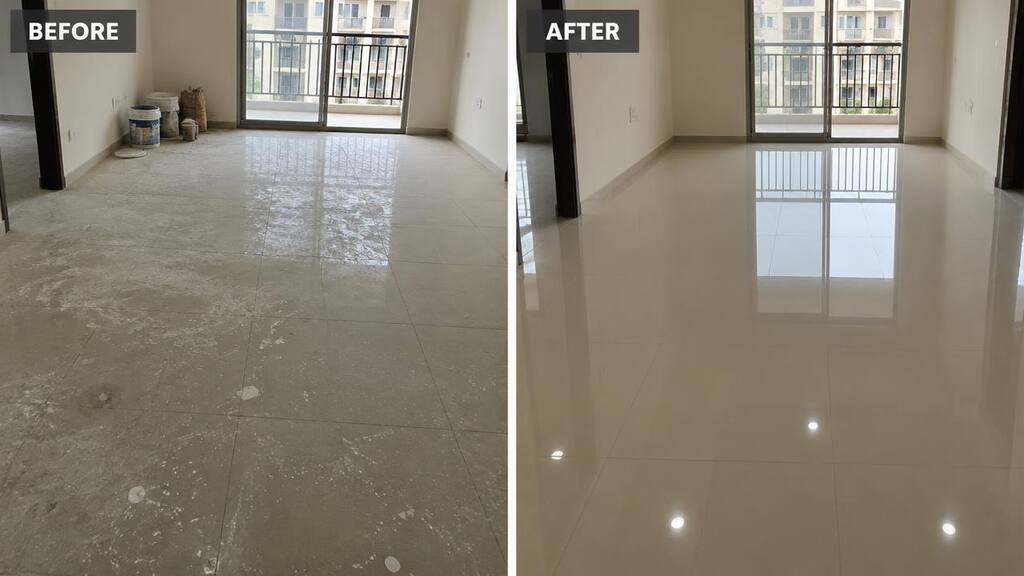 Before and after: Post-renovation floor scrubbing