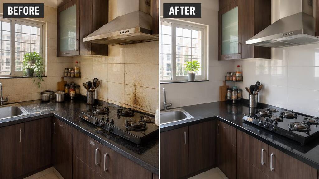 Before and after: Kitchen degreasing