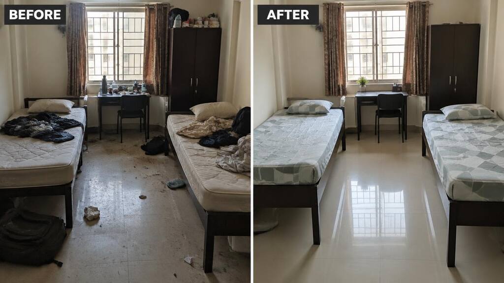 Before and after: PG room turnover cleaning